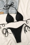Red Sexy Solid Bandage Backless Swimwears (With Paddings)