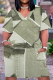 Light Green Casual Street Vintage Print Make Old Pocket V Neck A Line Plus Size Dresses