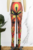 Colour Sexy Print Patchwork High Waist Pencil Full Print Bottoms