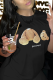 Black Street Vintage Print Patchwork Letter O Neck T-Shirts