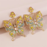 Gold Casual Butterfly Patchwork Rhinestone Earrings