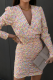 Yellow Pink Casual Street Print Patchwork Fold V Neck One Step Skirt Dresses