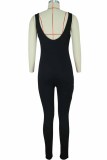 Pink Street Print Letter U Neck Jumpsuits