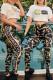 Black Gold Casual Print Letter O Neck Short Sleeve Two Pieces