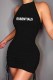 Black Sexy Print Fold Letter Halter A Line Dresses