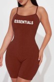 Pink Street Print Letter Spaghetti Strap Rompers