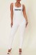 White Street Print Letter U Neck Jumpsuits