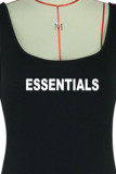 Pink Street Print Letter U Neck Jumpsuits