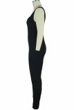 Pink Street Print Letter U Neck Jumpsuits