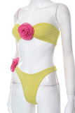 White Sexy Solid Patchwork Appliques Swimwears
