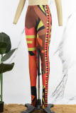 Colour Sexy Print Patchwork High Waist Pencil Full Print Bottoms