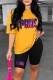 Ginger Casual Print Letter O Neck Short Sleeve Two Pieces