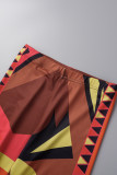 Colour Sexy Print Patchwork High Waist Pencil Full Print Bottoms