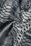 Grey Sexy Street Print Patchwork High Waist Speaker Positioning Print Bottoms