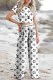 White Street Print Letter O Neck Short Sleeve Two Pieces