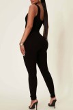Pink Street Print Letter U Neck Jumpsuits