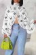 White Street Print See-through Letter O Neck Tops(Not Contain A Pearl Necklace)