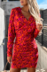 Orange Casual Street Print Patchwork Fold V Neck One Step Skirt Dresses