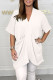 White Casual Solid Patchwork Fold V Neck Dresses
