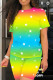 Yellow Casual Print Basic O Neck Short Sleeve Two Pieces