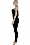 Pink Street Print Letter Spaghetti Strap Jumpsuits
