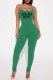 Green Street Print Letter Spaghetti Strap Jumpsuits