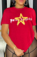 Red Casual Street Print Patchwork Letter O Neck T-Shirts