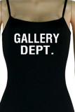 Pink Street Print Letter Spaghetti Strap Jumpsuits