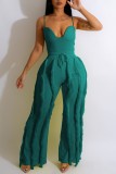Green Sexy Casual Solid Tassel Backless Spaghetti Strap Sleeveless Two Pieces
