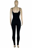 Pink Street Print Letter Spaghetti Strap Jumpsuits