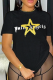 Black Casual Street Print Patchwork Letter O Neck T-Shirts