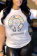 White Casual Daily Print Patchwork Letter O Neck T-Shirts