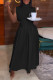 Black Elegant Solid Hollowed Out Patchwork Half A Turtleneck A Line Dresses