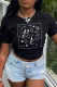 Black Casual Basis Print Patchwork fur Letter O Neck T-Shirts