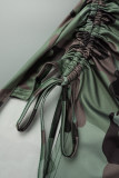 Camouflage Sexy Print Patchwork Slit Spaghetti Strap Sling Dress Dresses