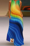 Colour Casual Elegant Print Patchwork V Neck A Line Dresses