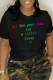 Black Casual Basis Print Patchwork Letter O Neck T-Shirts