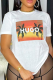 White Casual Street Print Patchwork Letter O Neck T-Shirts