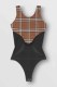 Brown Sexy Striped Patchwork See-through Swimwears