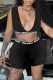 Black Street Print Letter V Neck Sleeveless Two Pieces
