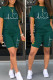 Ink Green Casual Print Patchwork O Neck Short Sleeve Two Pieces