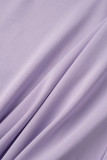 Purple Sexy Casual Solid Bandage Backless Halter Skinny Romper