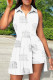 Letter Print Casual Print Patchwork Buckle Asymmetrical Turndown Collar Straight Dresses