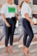 Black Green Casual Print Letter O Neck Short Sleeve Two Pieces