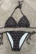 Black Sexy Letter Patchwork Frenulum Swimwears