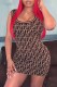 Khaki Casual Street Print Letter U Neck A Line Dresses