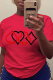 Red Casual Daily Print Patchwork O Neck T-Shirts
