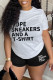 White Casual Letter Print Basic O Neck Short Sleeve Two Pieces