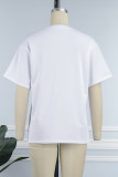 Pink Casual Patchwork Basic O Neck T-Shirts