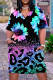 Black Purple Casual Print Patchwork Basic V Neck Short Sleeve Dress